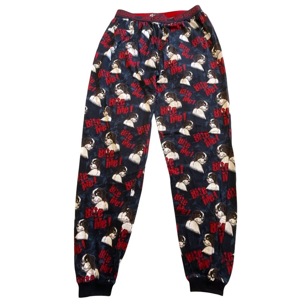 Big Dogs "Bite Me!" Mens Pajama Pants XL Fun & Comfy Sleepwear With Elastic Wais